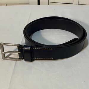 Ralph Lauren Polo Men's Black Leather Belt with yellow stitching Size 36